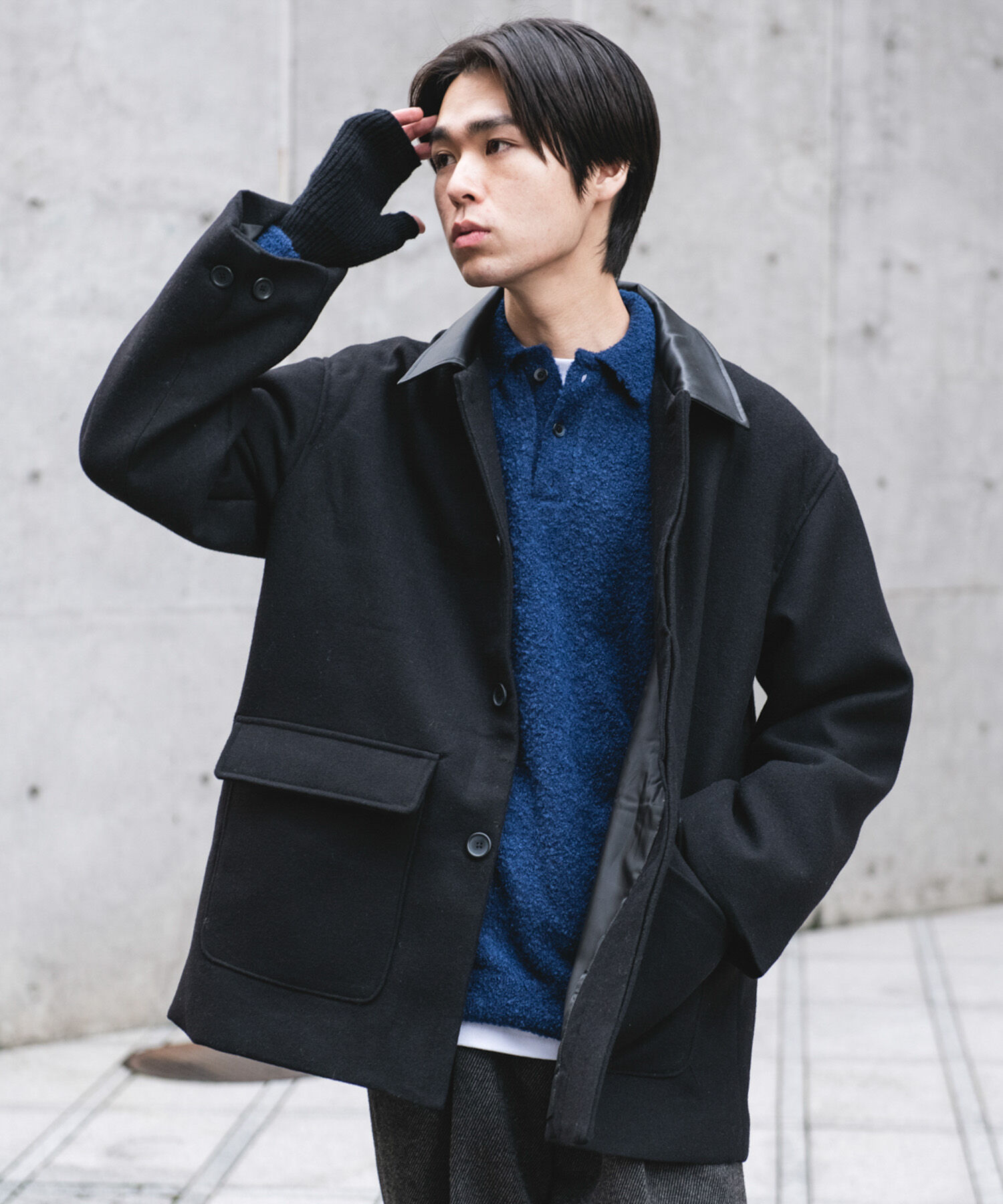 URBAN RESEARCH DOORS「ウールブレンドカバーオール」|その他|ブラック