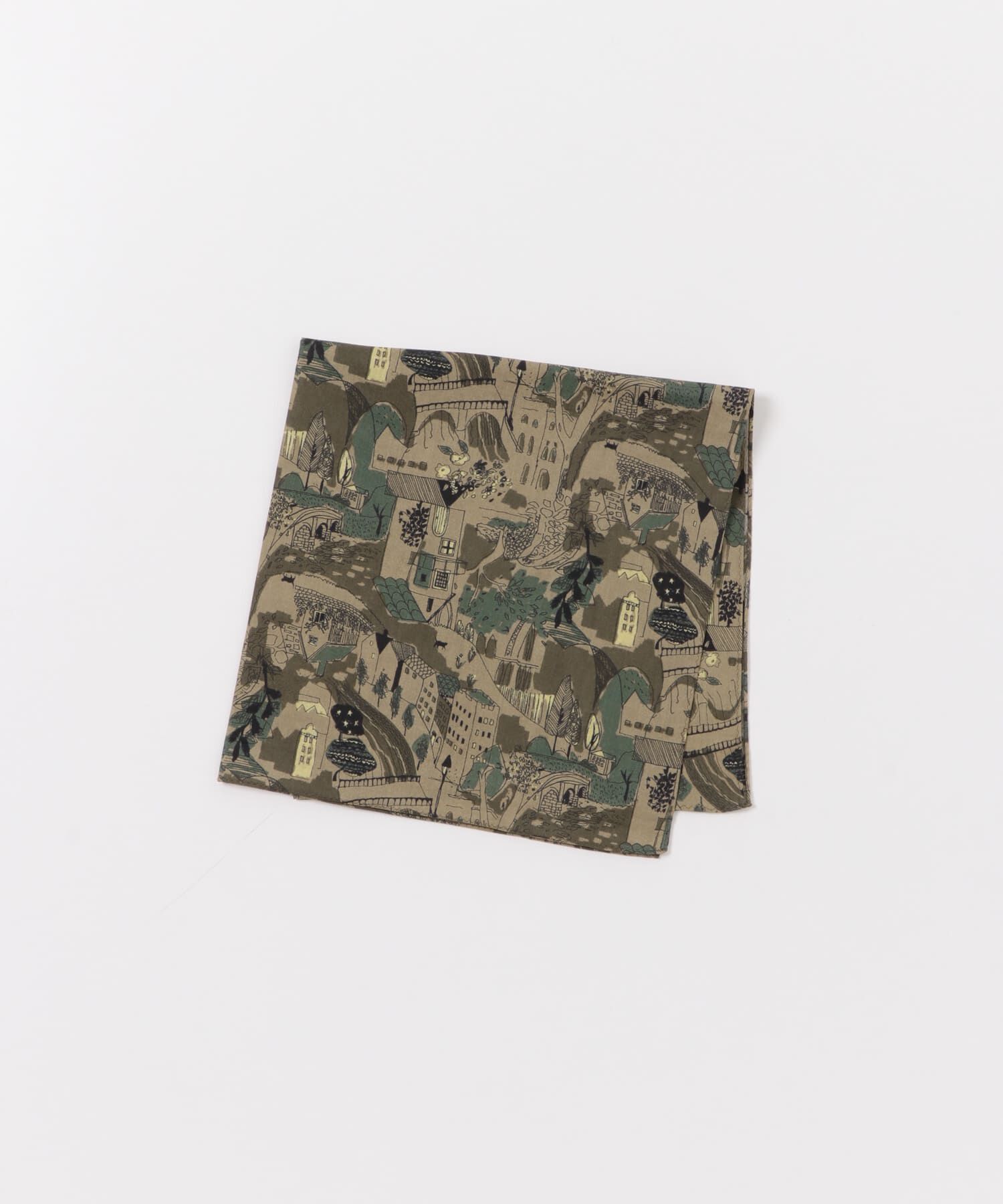 URBAN RESEARCH DOORS「LIFE STYLE TAILOR　タウンモチーフ柄コットンハンカチ」|ハンカチ|グリーン