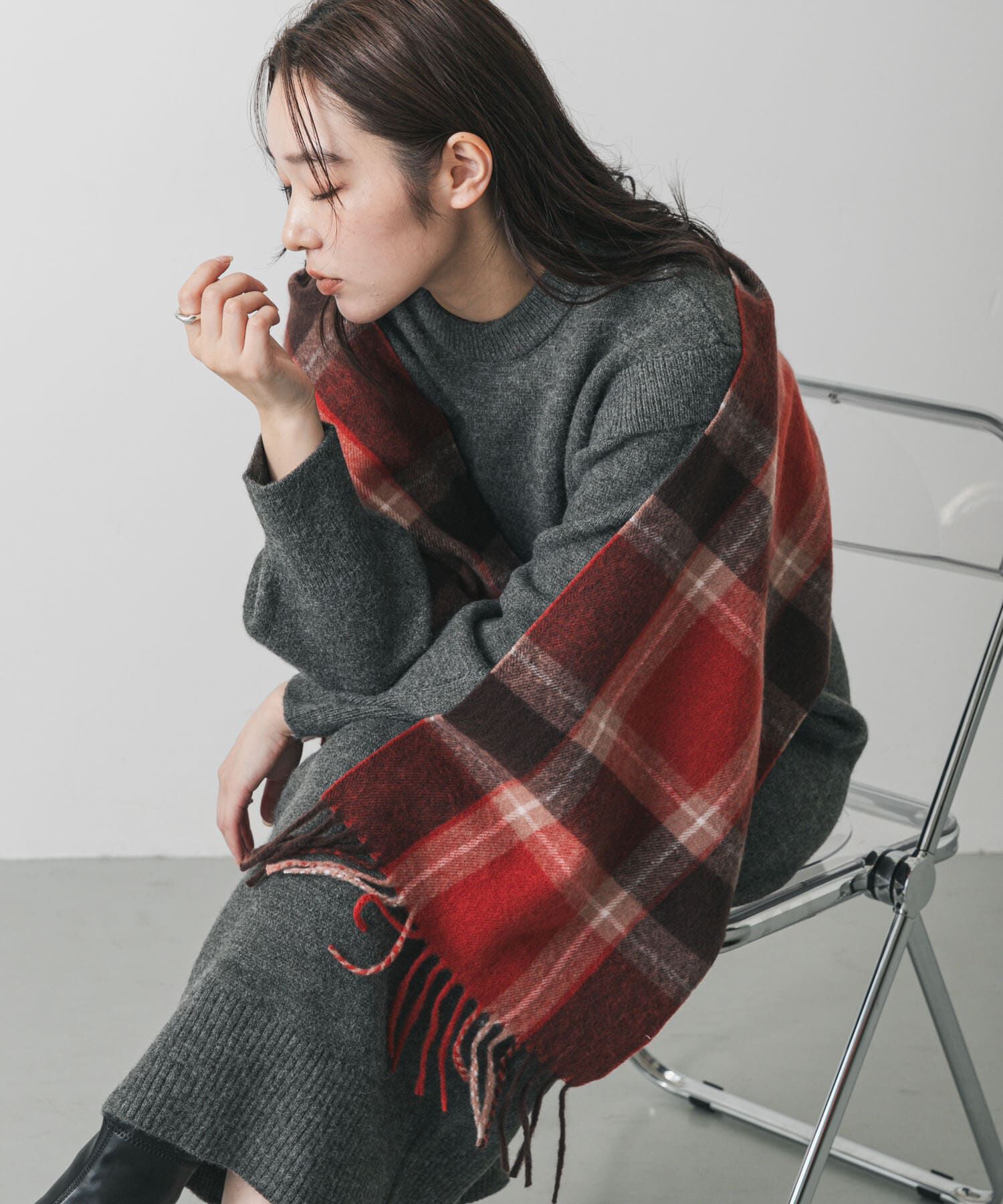 SENSE OF PLACE by URBAN RESEARCH「チェックフリンジストール」|マフラー|その他3