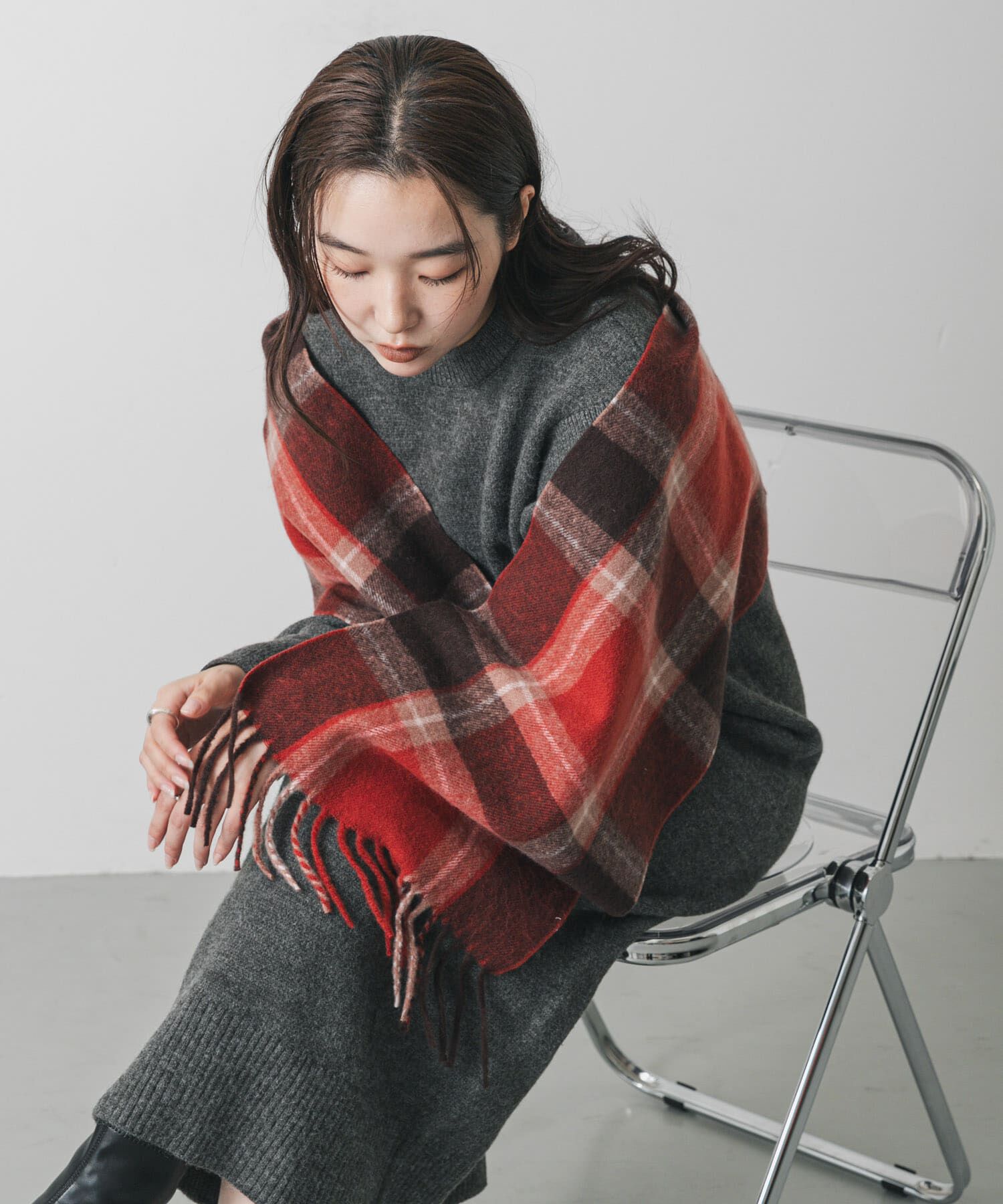 SENSE OF PLACE by URBAN RESEARCH「チェックフリンジストール」|マフラー|