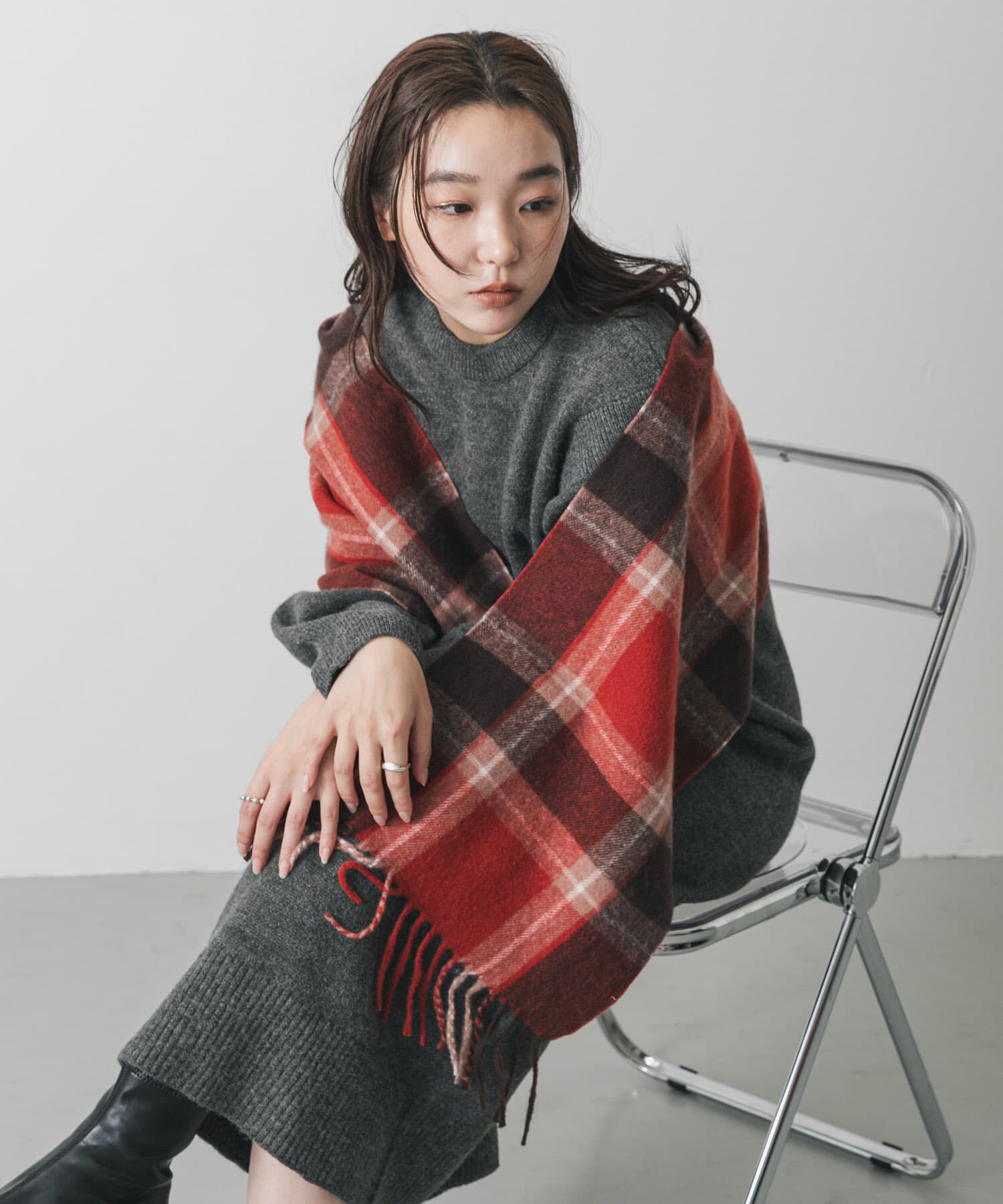 SENSE OF PLACE by URBAN RESEARCH「チェックフリンジストール」|マフラー|