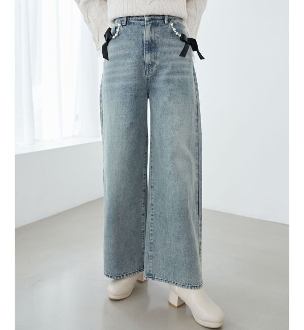 MAJESTICLEGON「バリエデザインデニムパンツ」|デニム|ブルー