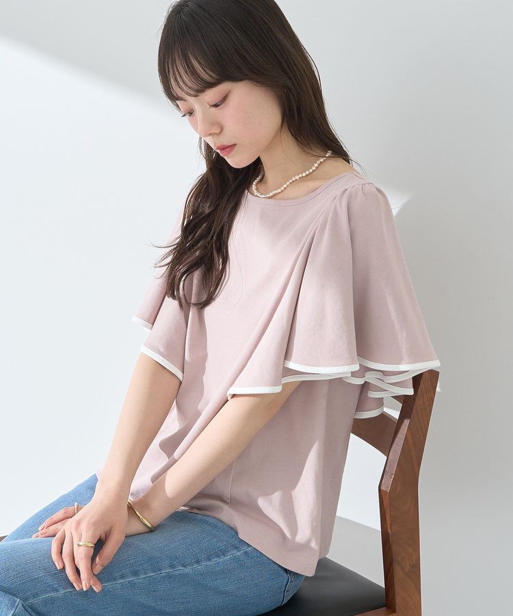 earth music&ecology「パイピングフレアスリーブカットソー」|Tシャツ・カットソー|