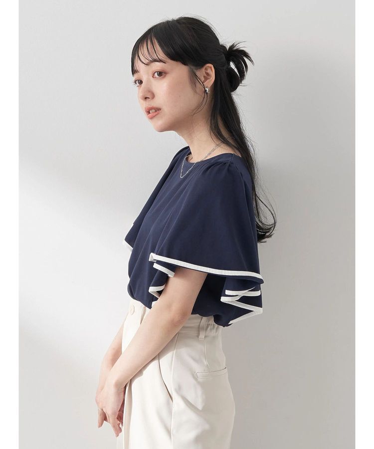 earth music&ecology「パイピングフレアスリーブカットソー」|Tシャツ・カットソー|