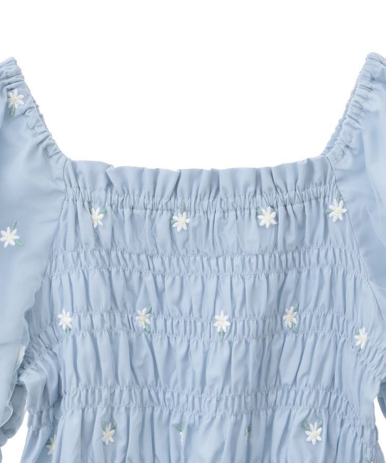 earth music&ecology「フラワー刺繍シャーリングプルオーバー」|シャツ・ブラウス|