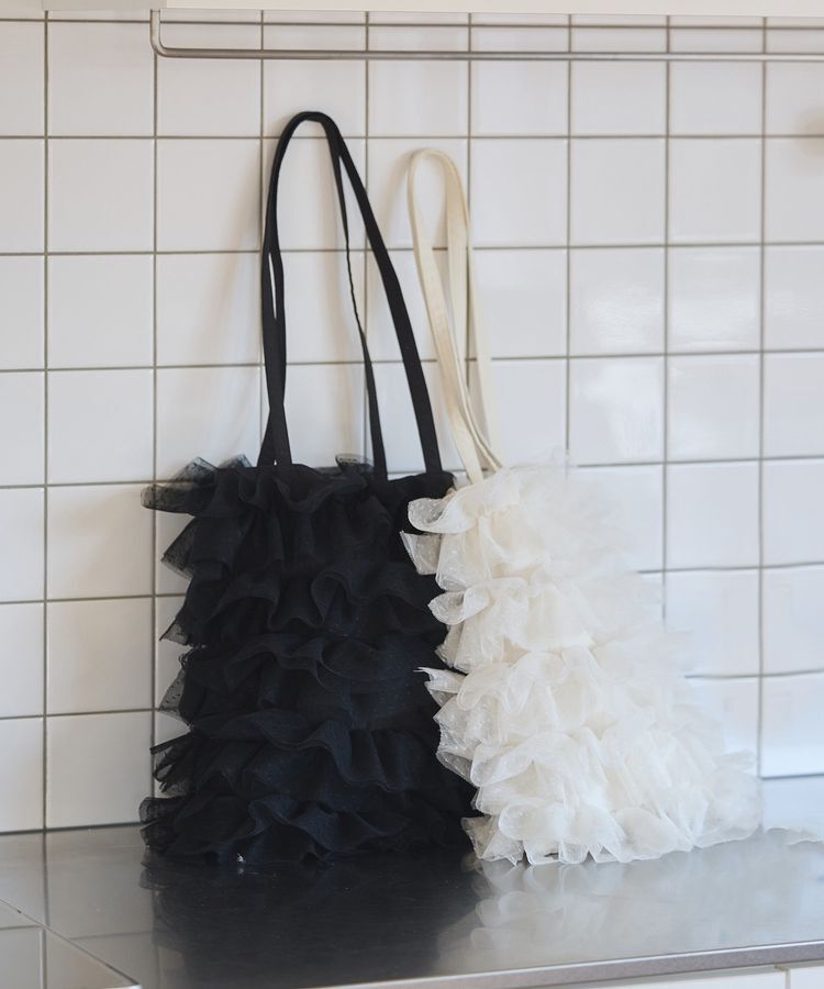 earth music&ecology「ドットチュールフリルトートバッグ」|トートバッグ|