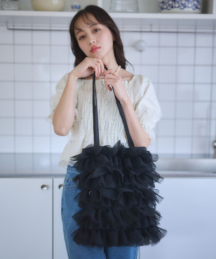 earth music&ecology「ドットチュールフリルトートバッグ」|トートバッグ|
