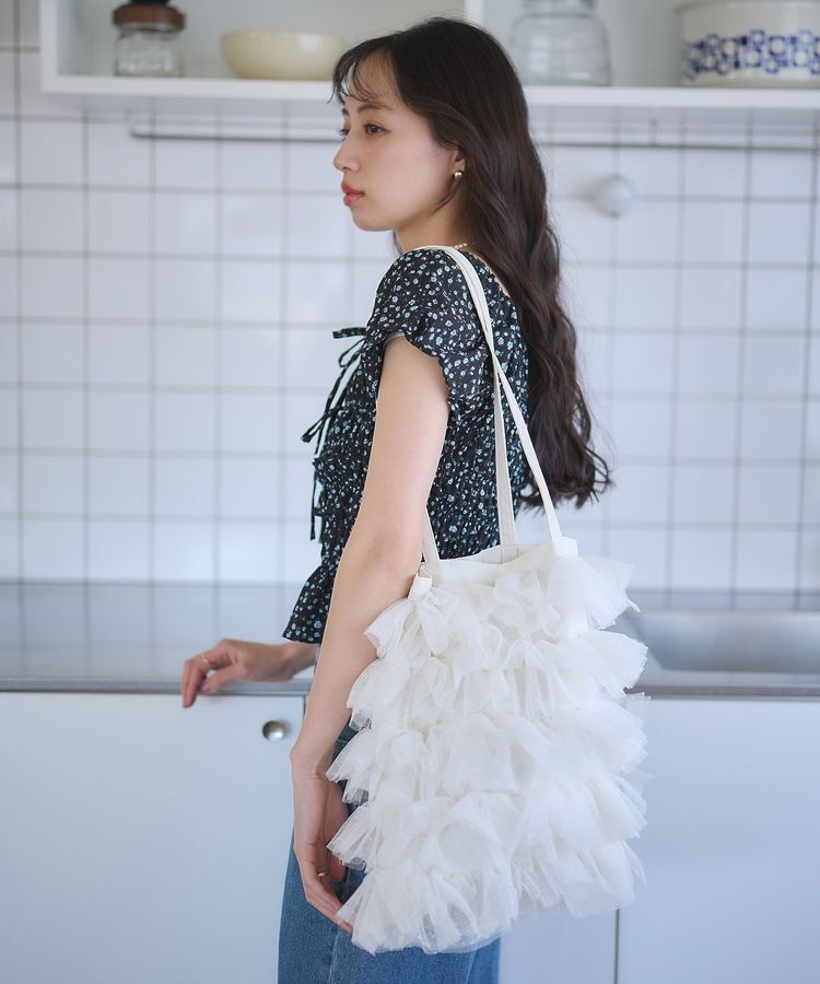earth music&ecology「ドットチュールフリルトートバッグ」|トートバッグ|