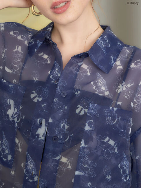 AMERICAN HOLIC「総柄シアーショート丈シャツ/Disney」|シャツ・ブラウス|