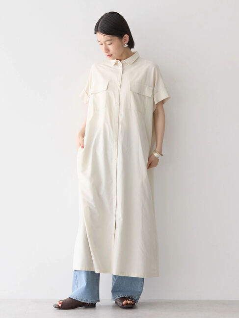 AMERICAN HOLIC「接触冷感+UVカットWポケットシャツワンピース」|ワンピース|Ivory