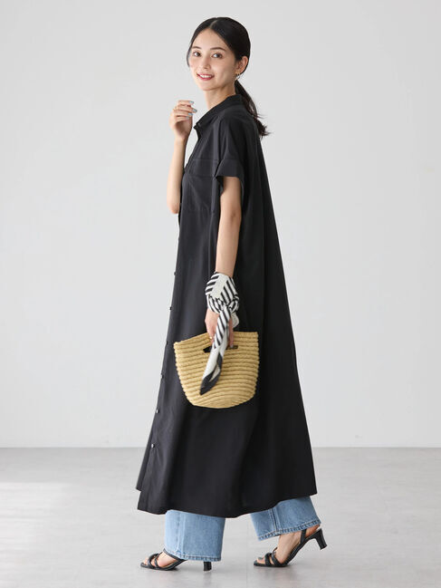 AMERICAN HOLIC「接触冷感+UVカットWポケットシャツワンピース」|ワンピース|Black