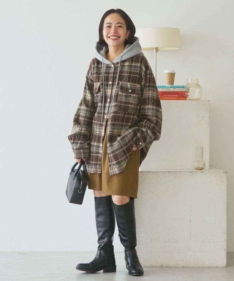 AMERICAN HOLIC「フード付きシャギーチェックシャツ」|シャツ・ブラウス|
