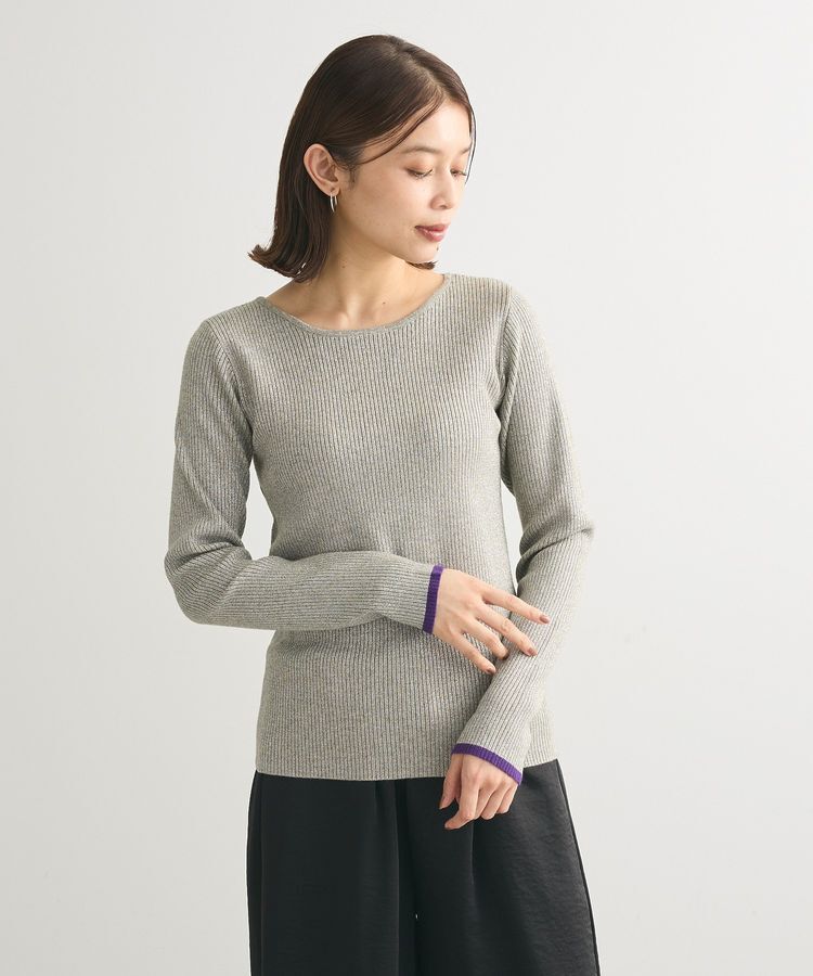 Green Parks「もちっと袖配色ボートネックニットプルオーバーⅡ」|ニット・セーター|Silver