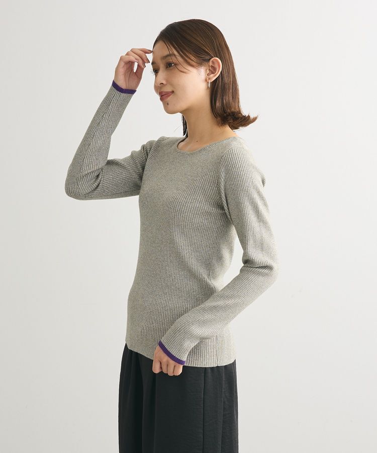 Green Parks「もちっと袖配色ボートネックニットプルオーバーⅡ」|ニット・セーター|