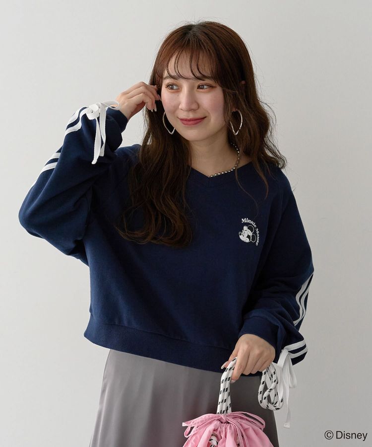 Green Parks「ミッキー＆フレンズ/袖リボンショートプルオーバー」|スウェット・ジャージ|