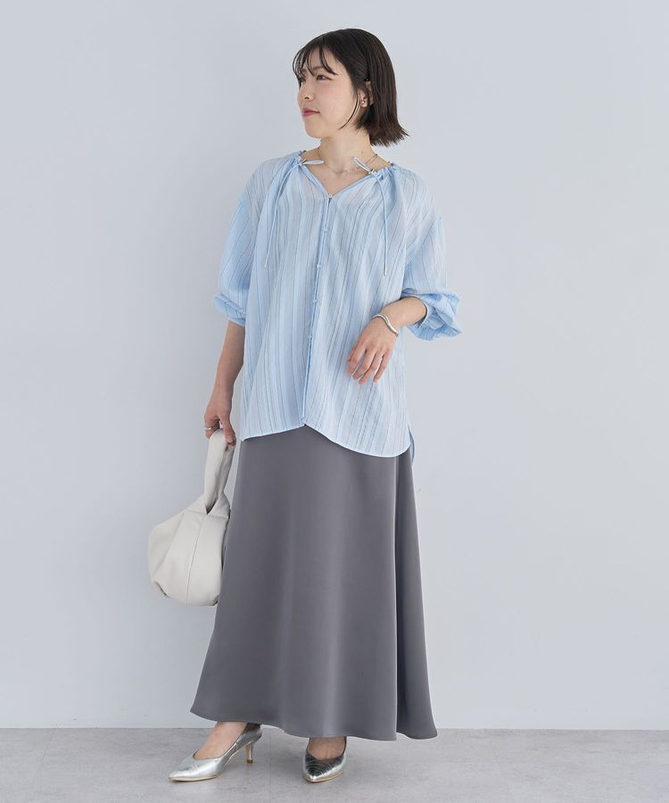 Green Parks「ドロストネックシアーストライプチュニック」|シャツ・ブラウス|