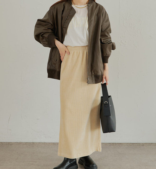  「【低身長・高身長対応】ストレッチコールスカート」|スカート|