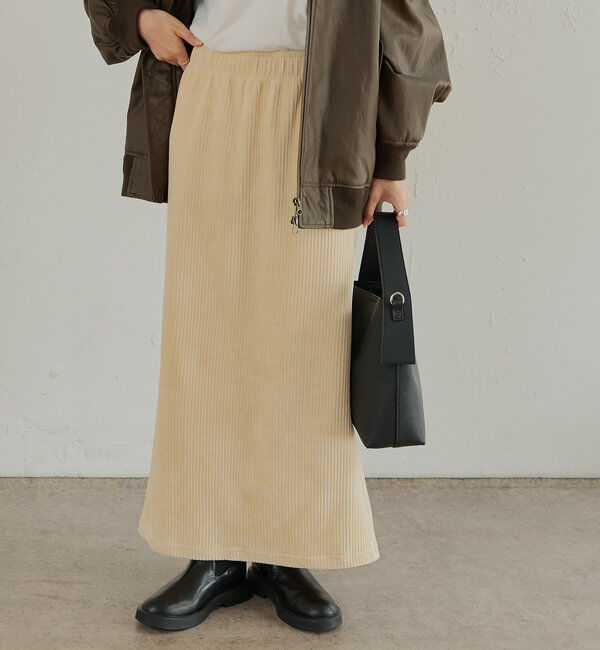  「【低身長・高身長対応】ストレッチコールスカート」|スカート|