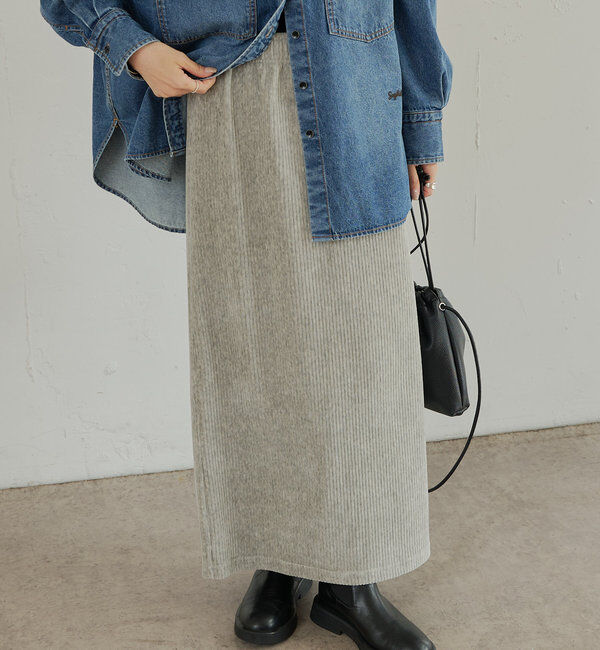  「【低身長・高身長対応】ストレッチコールスカート」|スカート|