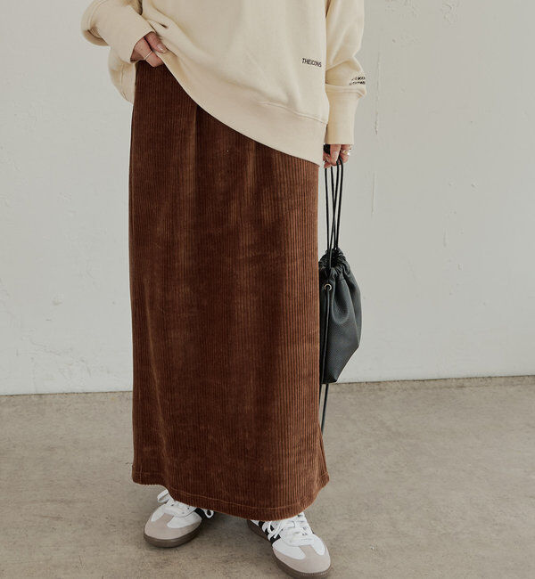  「【低身長・高身長対応】ストレッチコールスカート」|スカート|