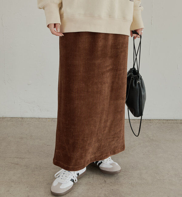  「【低身長・高身長対応】ストレッチコールスカート」|スカート|