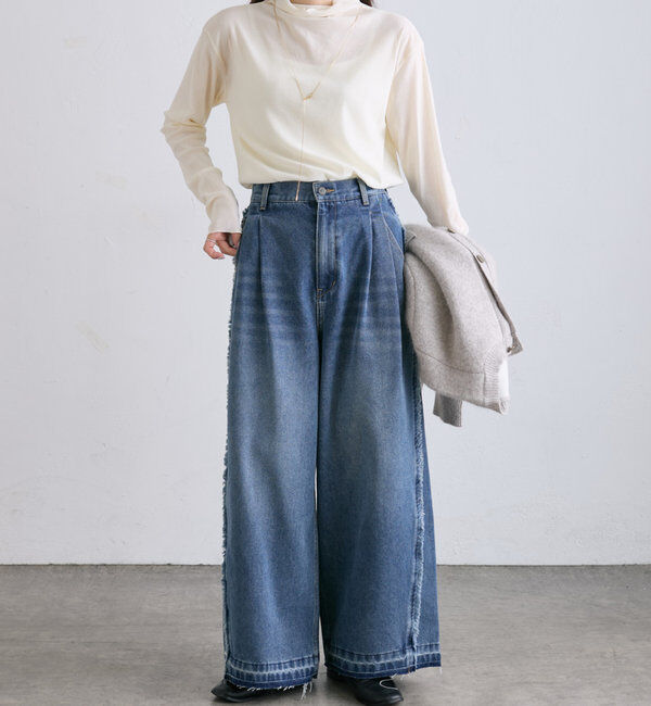  「ナイロンチュールベロアハイネックトップス」|プルオーバー|