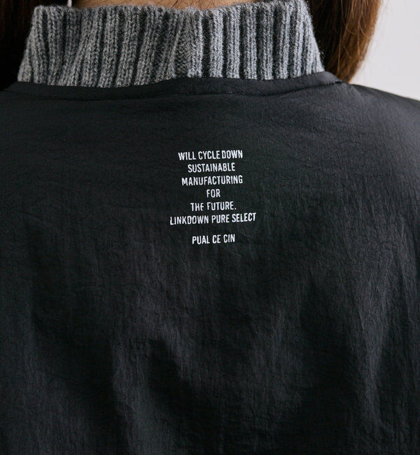  「【リバーシブル】リサイクルダウンノーカラージャケット」|ダウン|