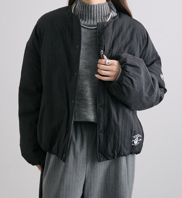  「【リバーシブル】リサイクルダウンノーカラージャケット」|ダウン|