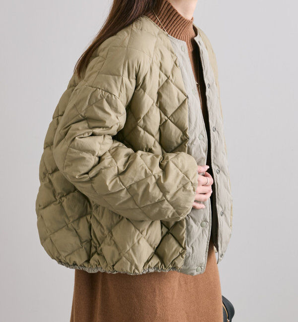  「【リバーシブル】リサイクルダウンノーカラージャケット」|ダウン|