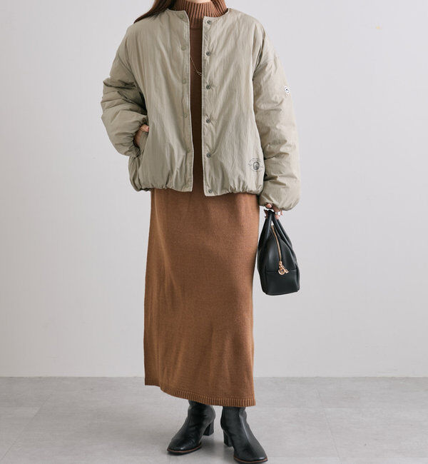  「【リバーシブル】リサイクルダウンノーカラージャケット」|ダウン|