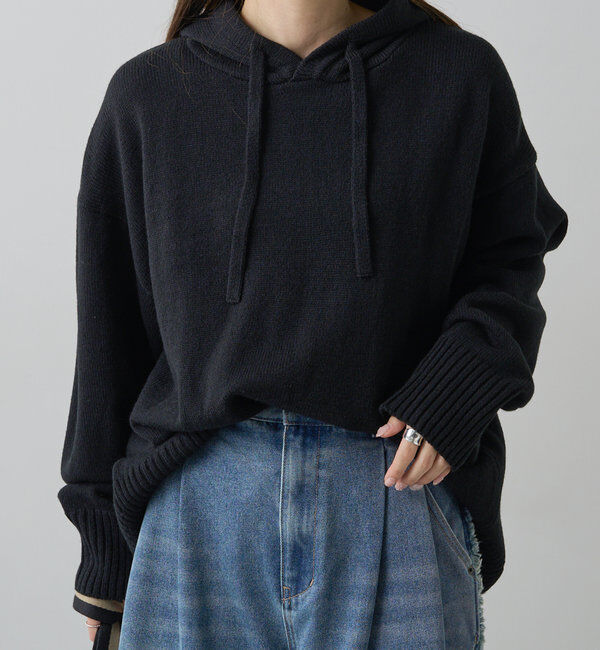  「【手洗いOK】ハンドウォッシャブルニットパーカー」|ニット・セーター|