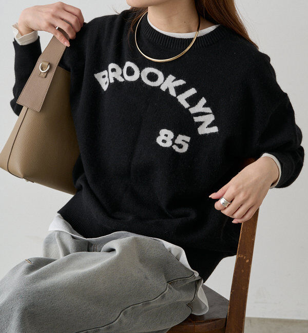  「インターシャロゴニットプルオーバー」|ニット・セーター|ブラック