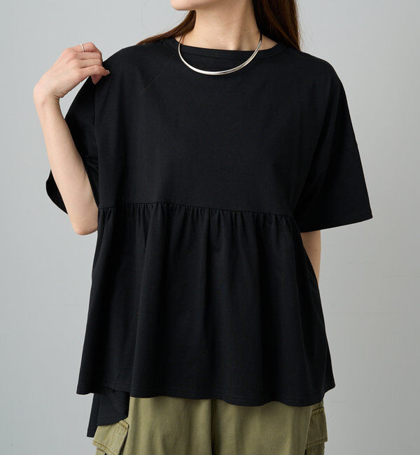  「《リバイバル》【WEB限定/Du noir】バッグリボンペプラムTシャツ」|Tシャツ・カットソー|ブラック