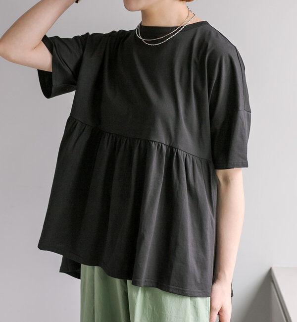  「《リバイバル》【WEB限定/Du noir】バッグリボンペプラムTシャツ」|Tシャツ・カットソー|