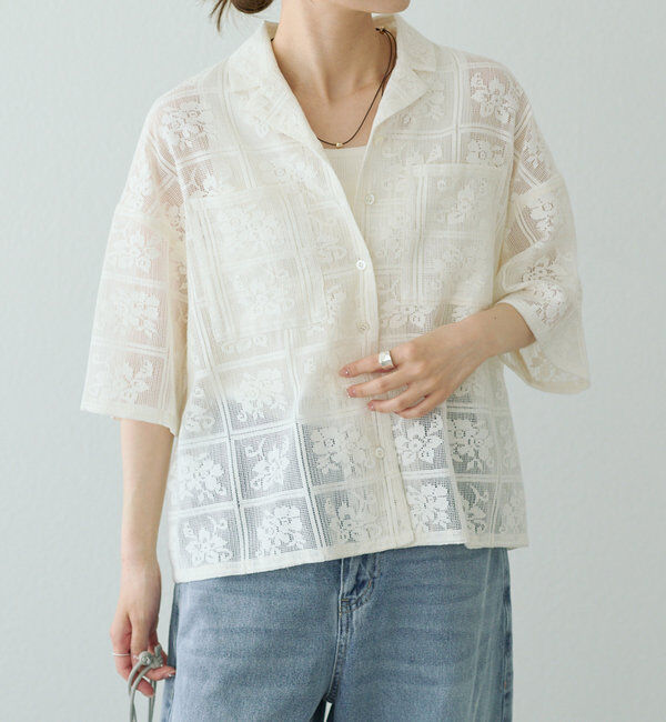  「クロシェット風レースブラウス」|シャツ・ブラウス|