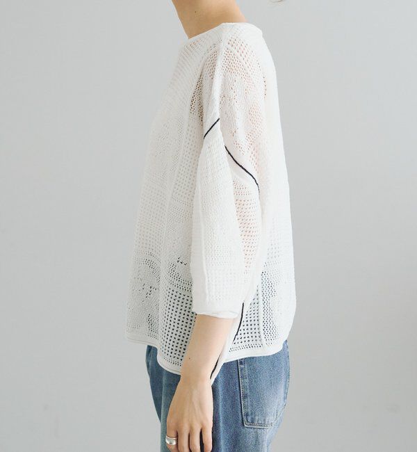  「配色透かし編みプルオーバー」|ニット・セーター|