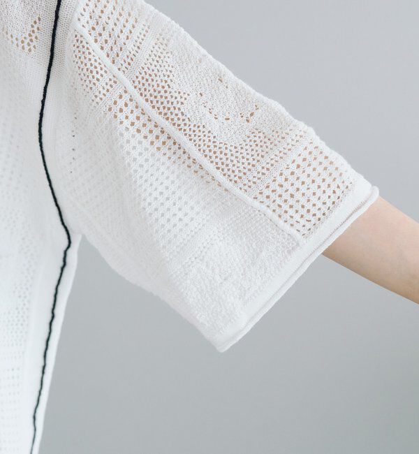  「配色透かし編みプルオーバー」|ニット・セーター|