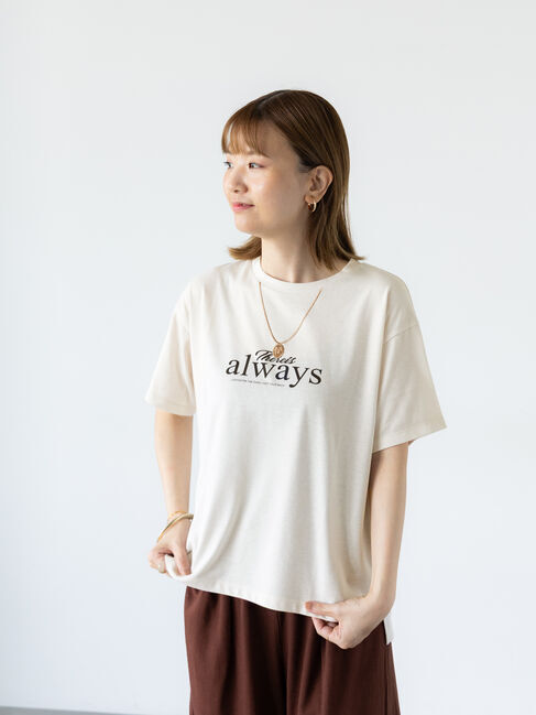 Lugnoncure「ネックレス刺繍プリントTシャツ」|Tシャツ・カットソー|ベージュ