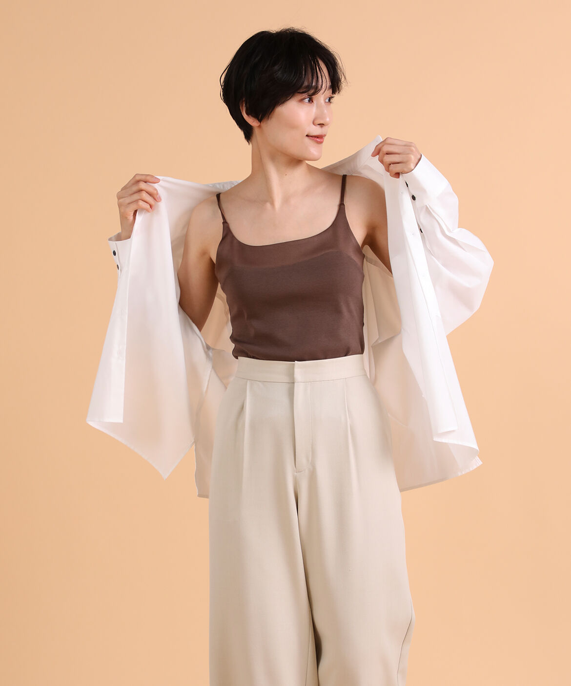 DAY by DAY it&rsquo;s international「サテン切り替えキャミソール《スビン綿MIXフライス》」|キャミソール|ダークブラウ 4