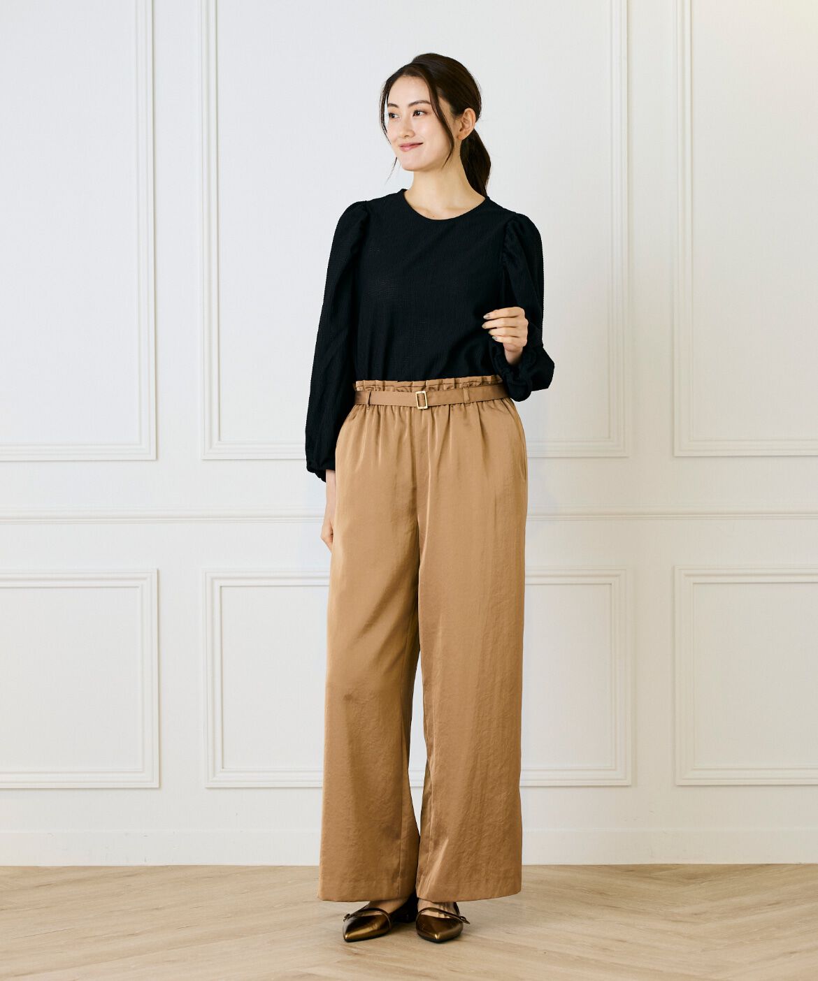 Le Souk「《大きいサイズ》ギャザースリーブプルオーバー」|シャツ・ブラウス|