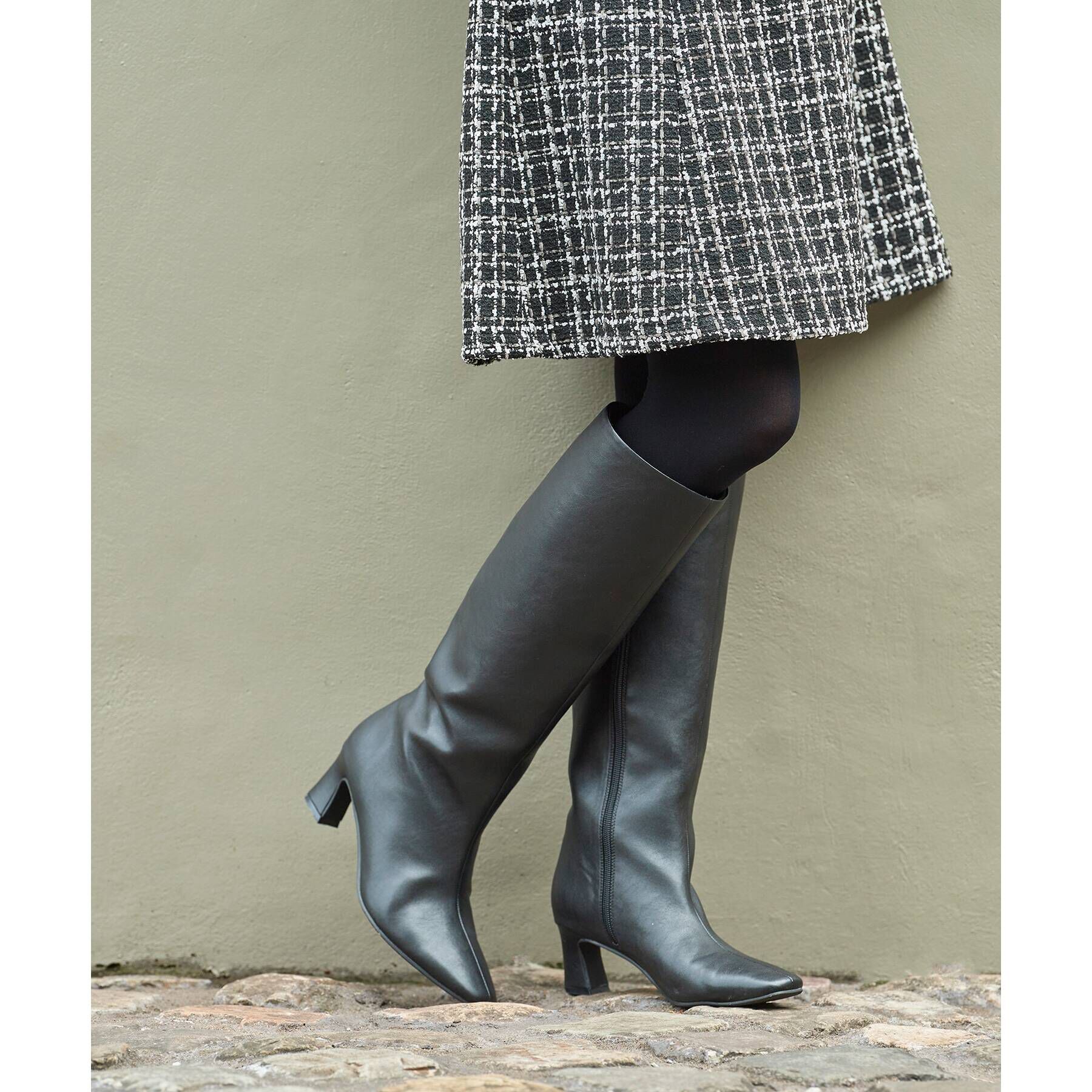 grove「◆【裏フリースで柔らかい筒】人間工学 ウォームソフトロングブーツ」|ショートブーツ|ブラック(019)