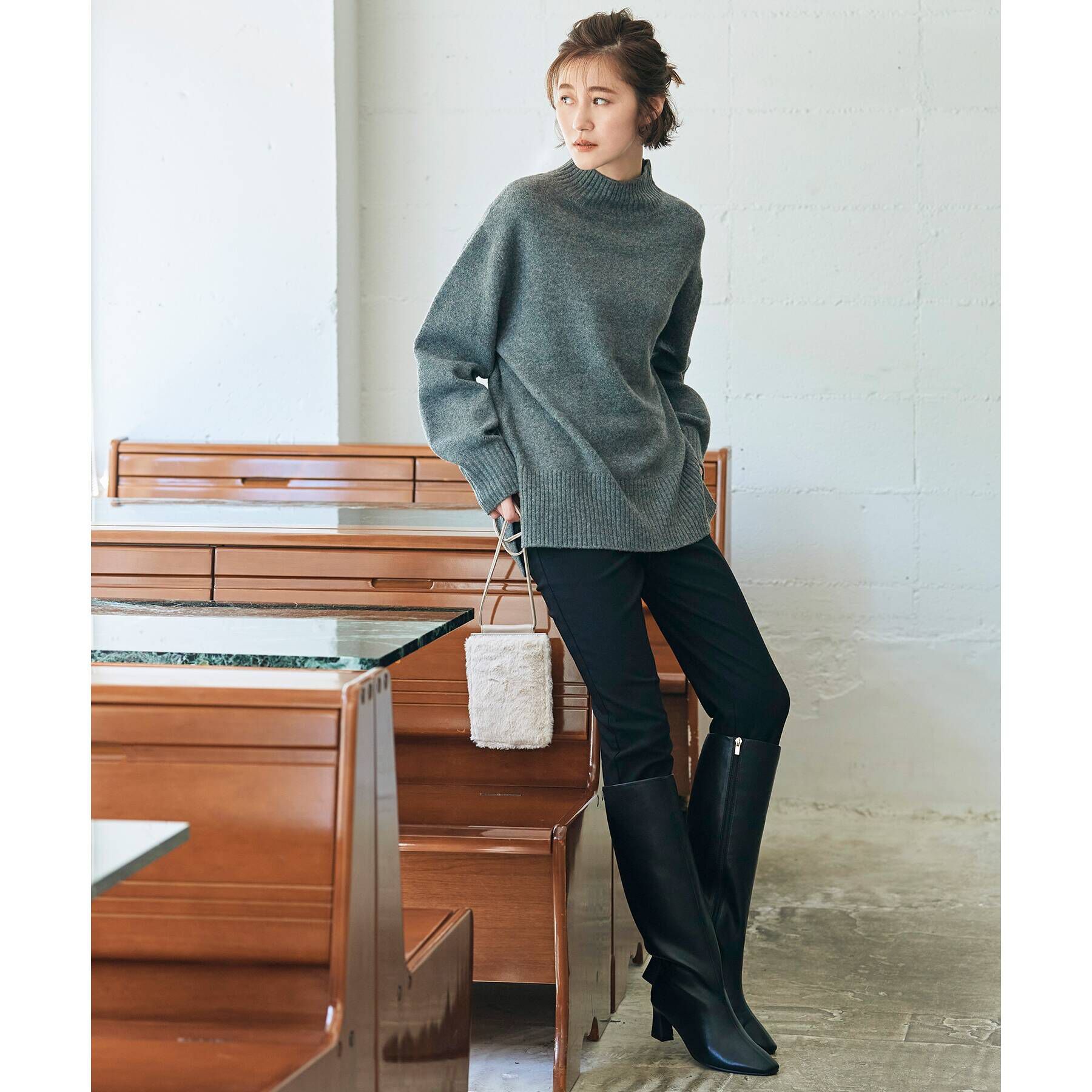 grove「◆【裏フリースで柔らかい筒】人間工学 ウォームソフトロングブーツ」|ショートブーツ|