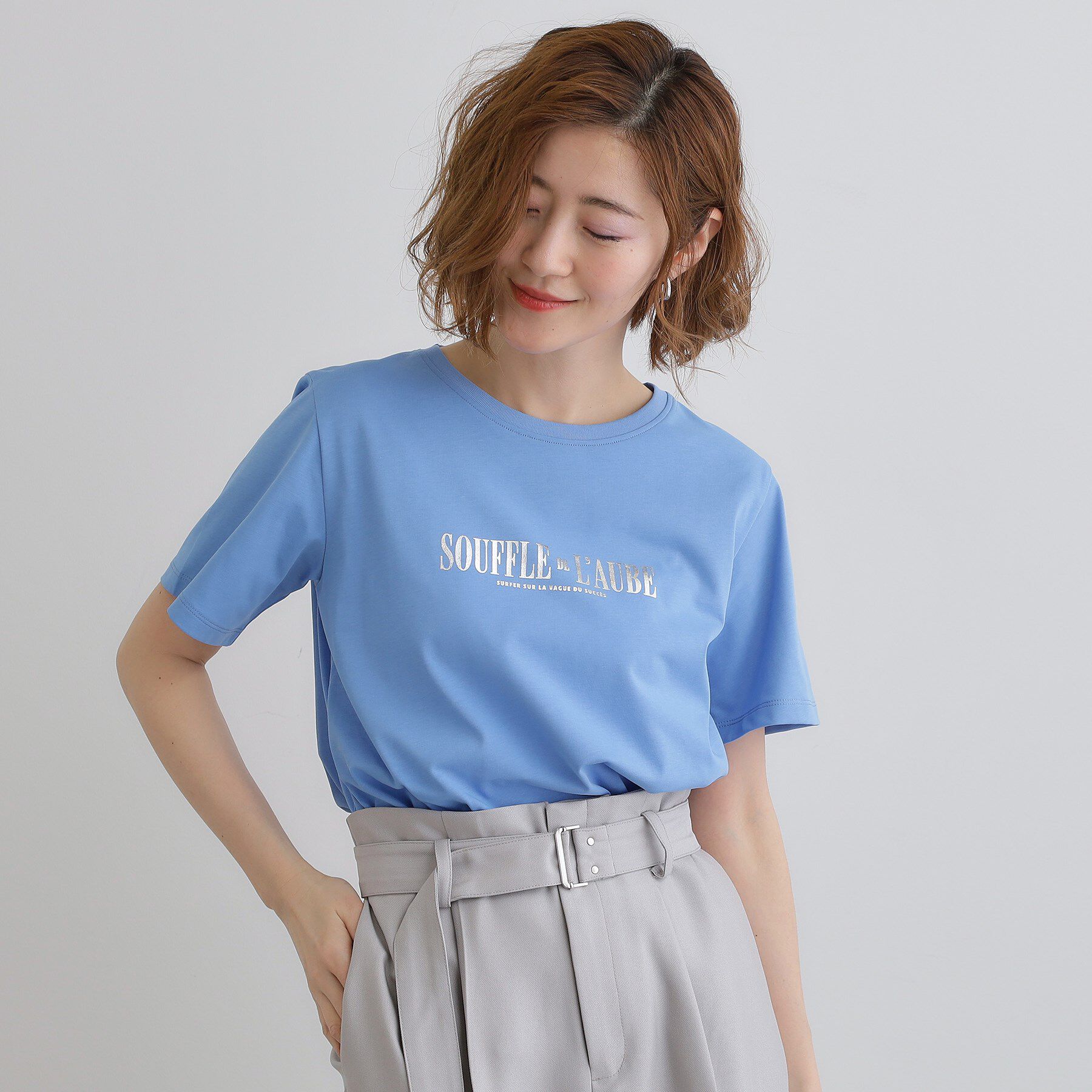 grove「【UVカット・接触冷感】ベーシックロゴTシャツ」|Tシャツ・カットソー|ブルー(092)
