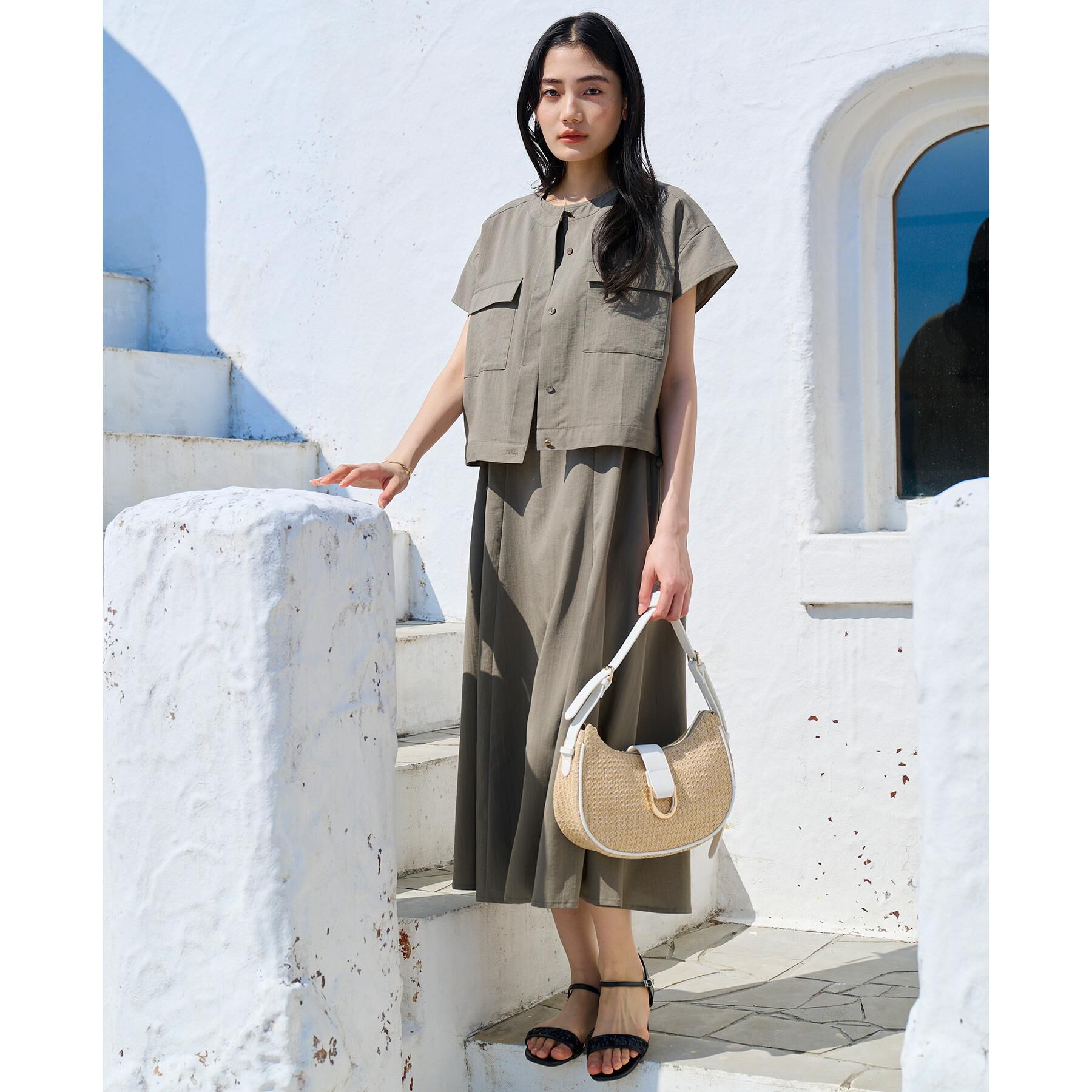 grove「【品よく着こなす、大人のワークスタイル】ワークジャケット&times;ワンピースセット」|ワンピース|