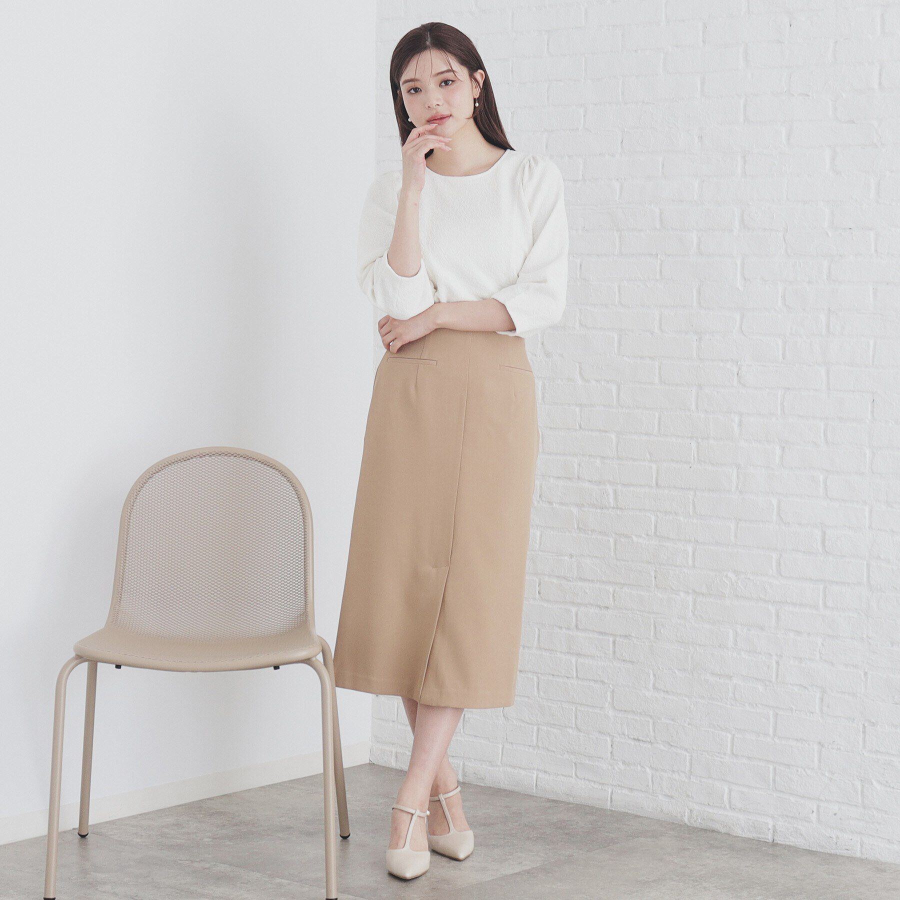 index「《5color/S-LLsiza》カットジャカードパフスリーブトップス【洗濯機洗い可】」|Tシャツ・カットソー|