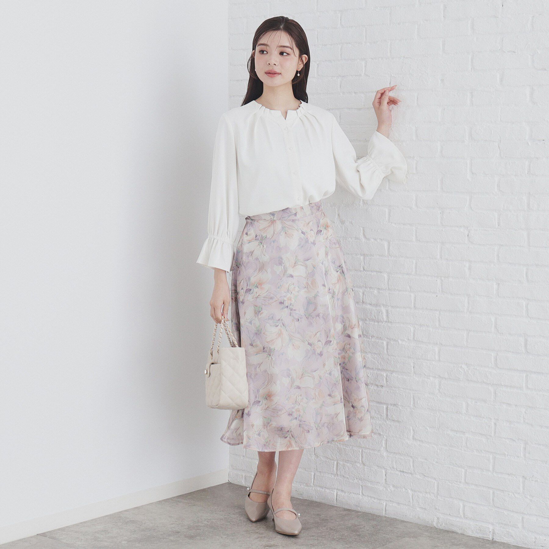 index「タックネックパール調ブラウス【洗濯機洗い可/ストレッチ/イージーアイロン】」|シャツ・ブラウス|