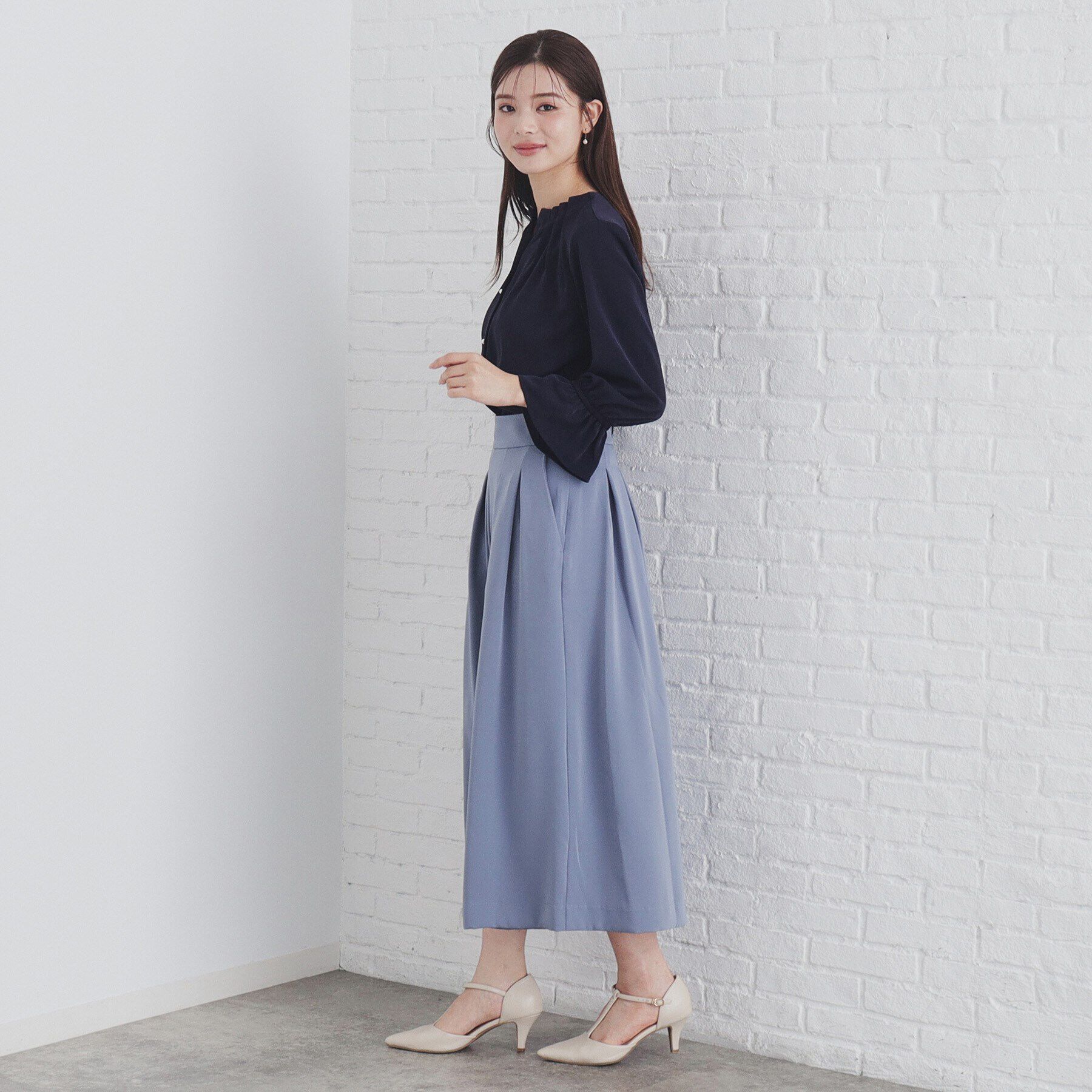 index「タックネックパール調ブラウス【洗濯機洗い可/ストレッチ/イージーアイロン】」|シャツ・ブラウス|