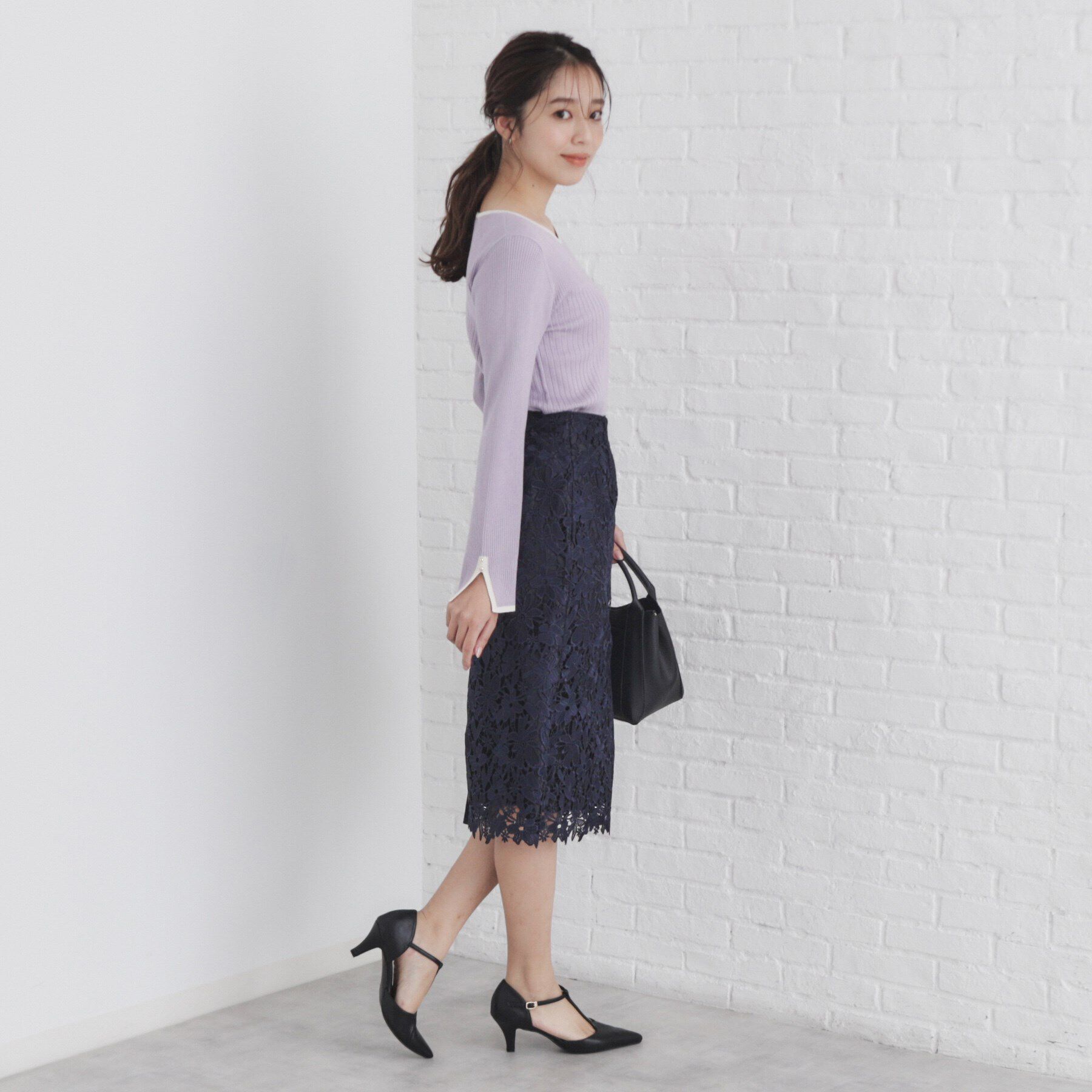 index「スリットスリーブバイカラーリブニット【洗濯機洗い可】」|ニット・セーター|