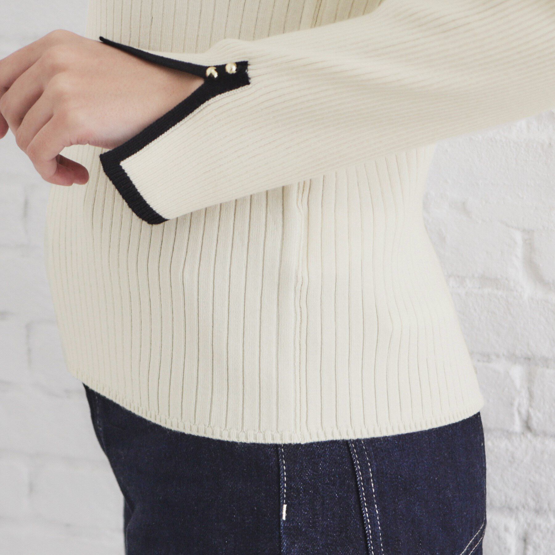 index「スリットスリーブバイカラーリブニット【洗濯機洗い可】」|ニット・セーター|