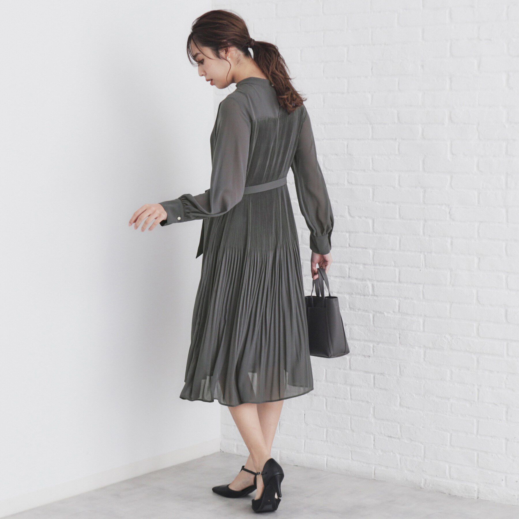 index「2WAYリボン プリーツワンピース【洗濯機洗い可】」|ワンピース|